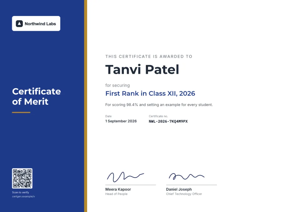 Merit Certificate template – Horizon design