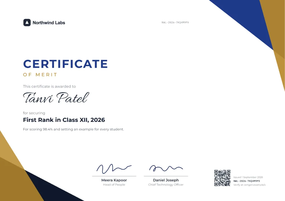 Merit Certificate template – Prism design