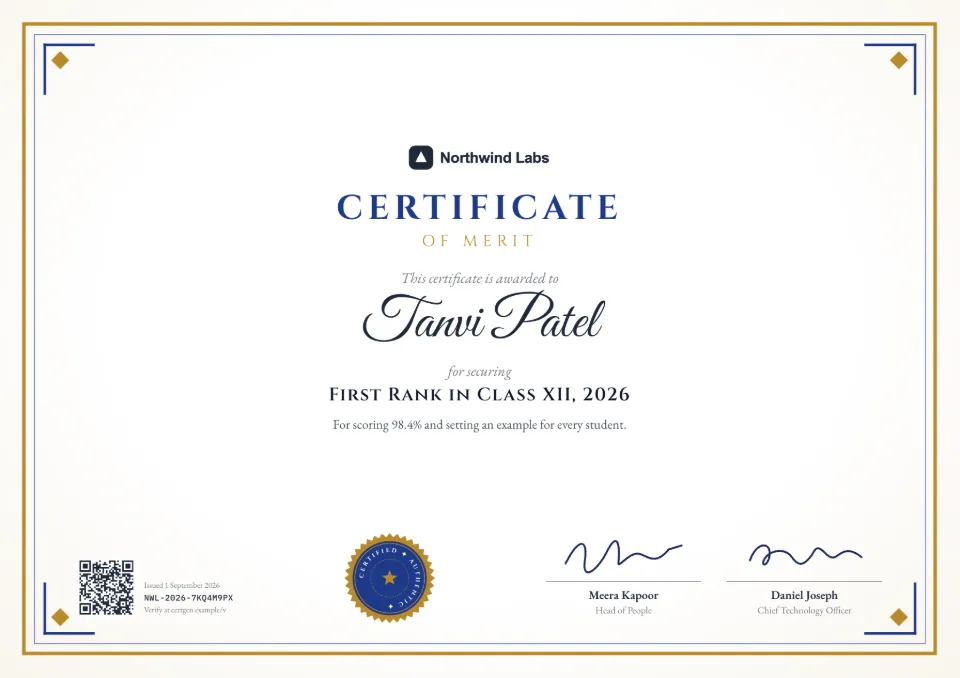 Merit Certificate template – Regal design