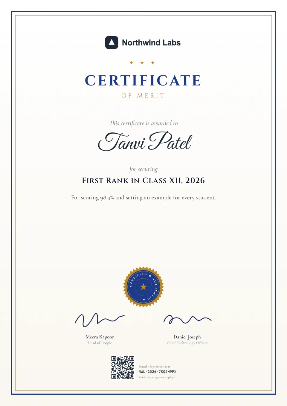 Merit Certificate template – Scroll design