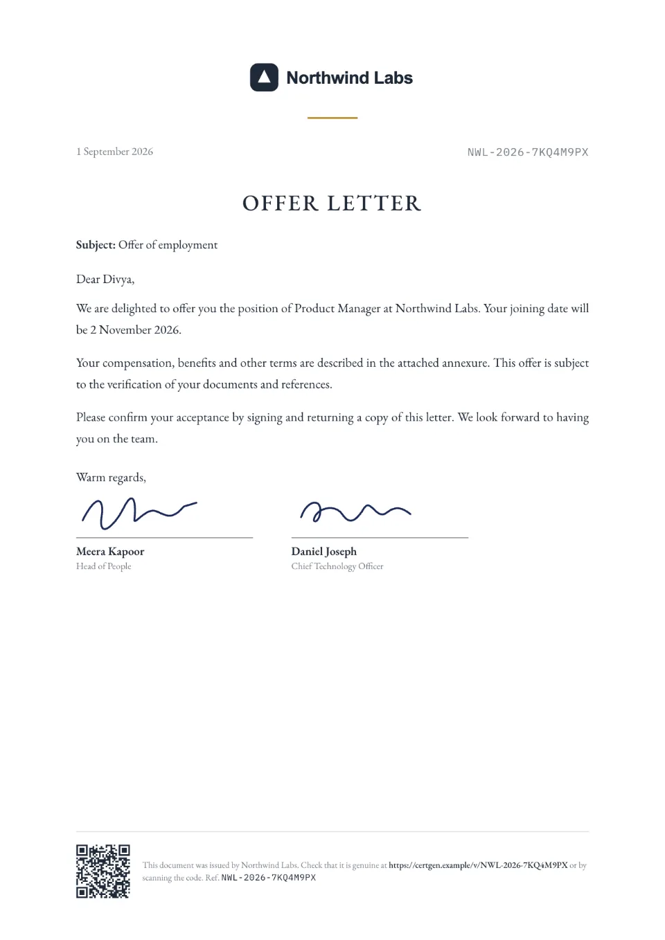 Offer Letter template – Paper design