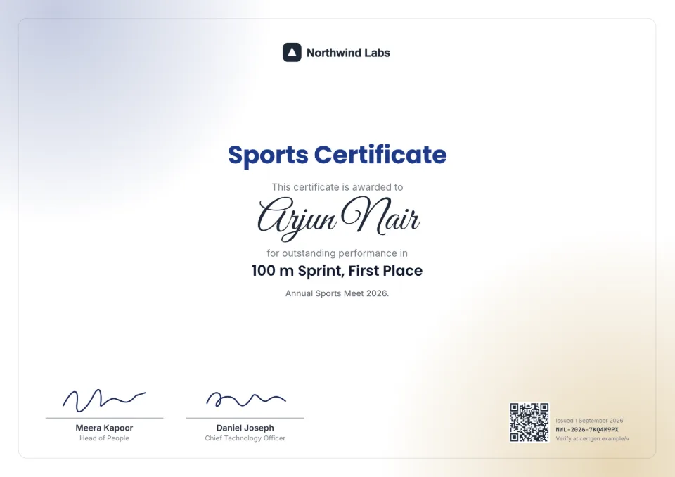 Sports Certificate template