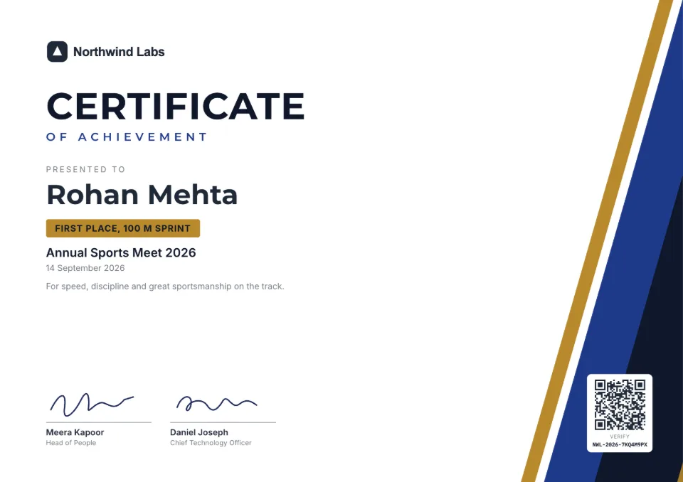 Sports Certificate template – Bold Diagonal design