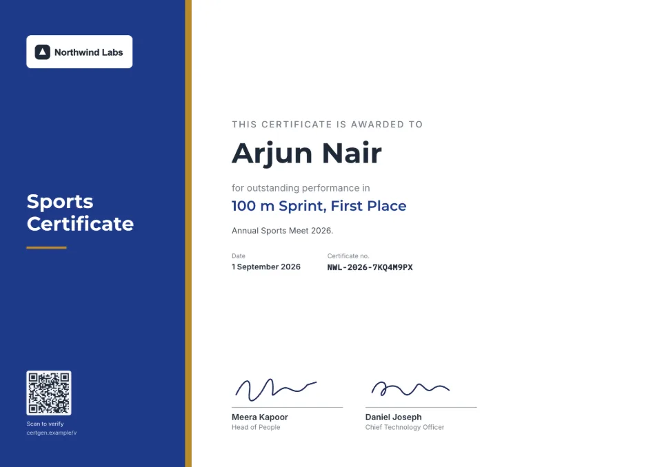 Sports Certificate template – Horizon design