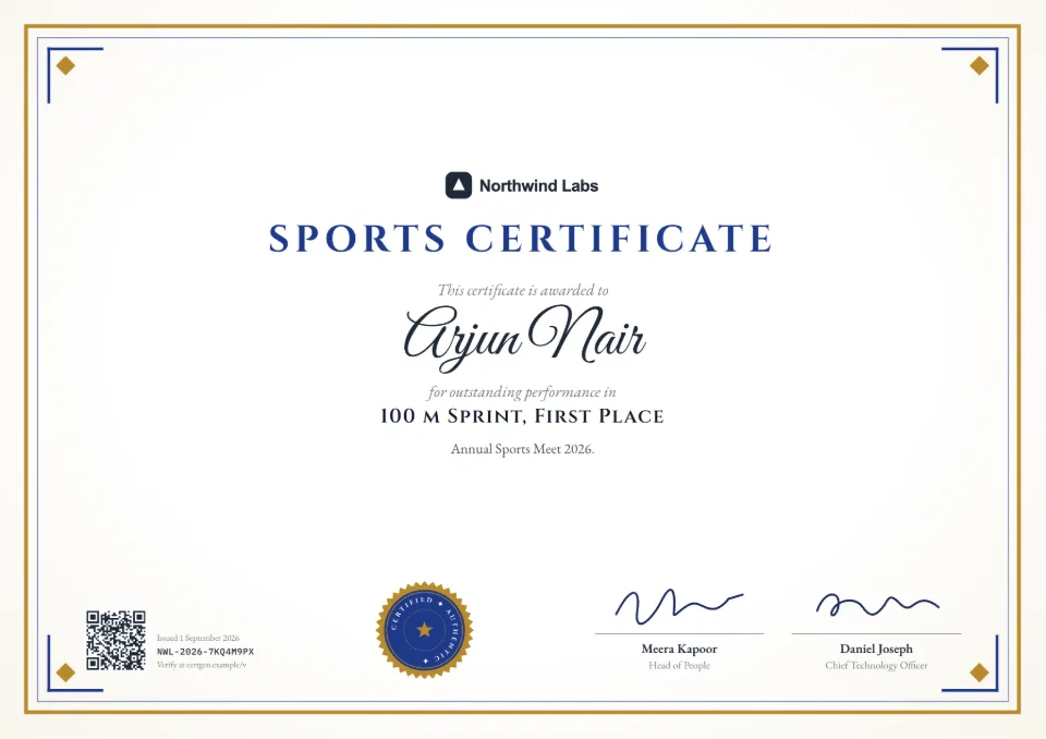 Sports Certificate template – Regal design