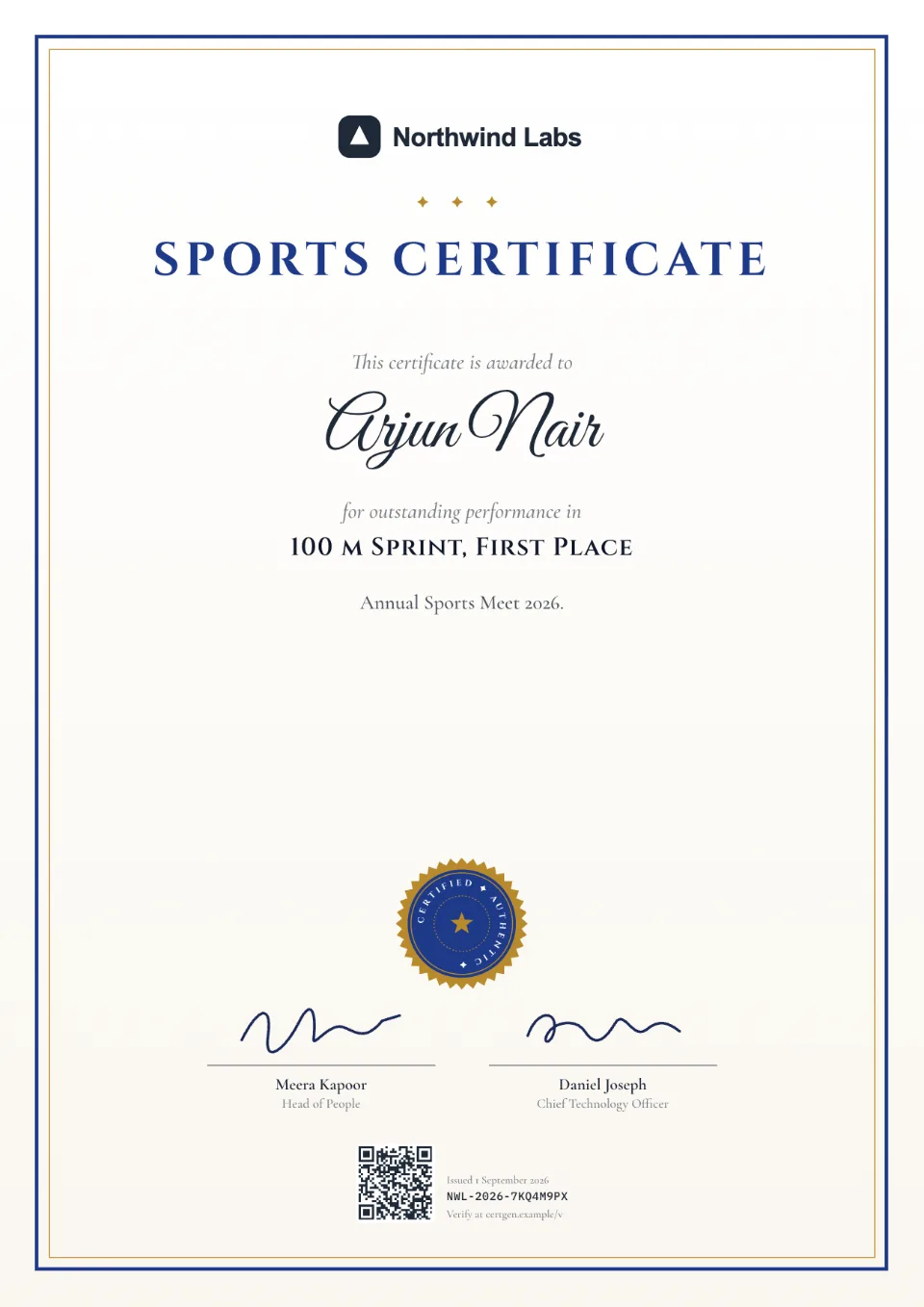 Sports Certificate template – Scroll design
