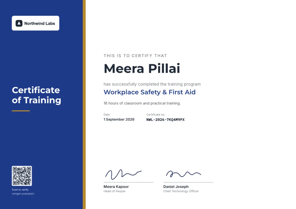 Training Certificate template – Horizon design