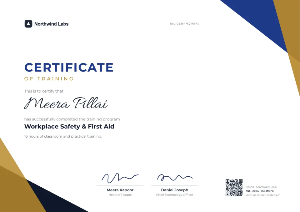 Training Certificate template – Prism design