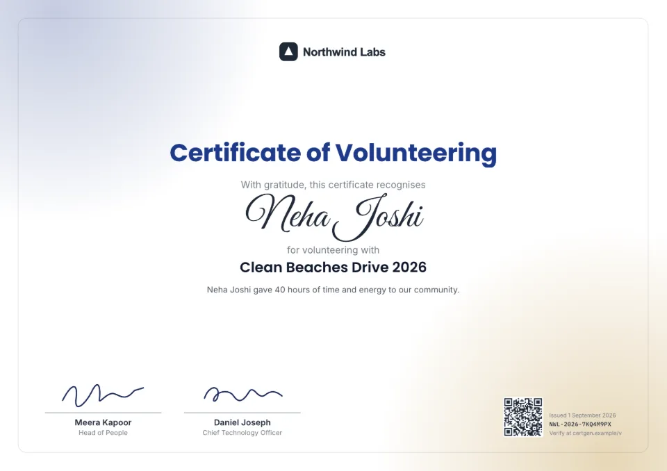 Volunteer Certificate template