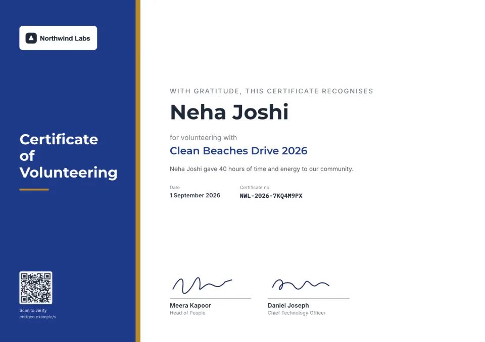 Volunteer Certificate template – Horizon design