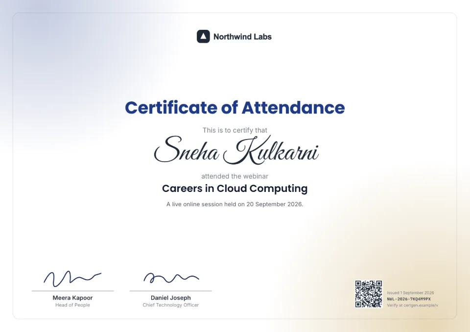 Webinar Certificate template