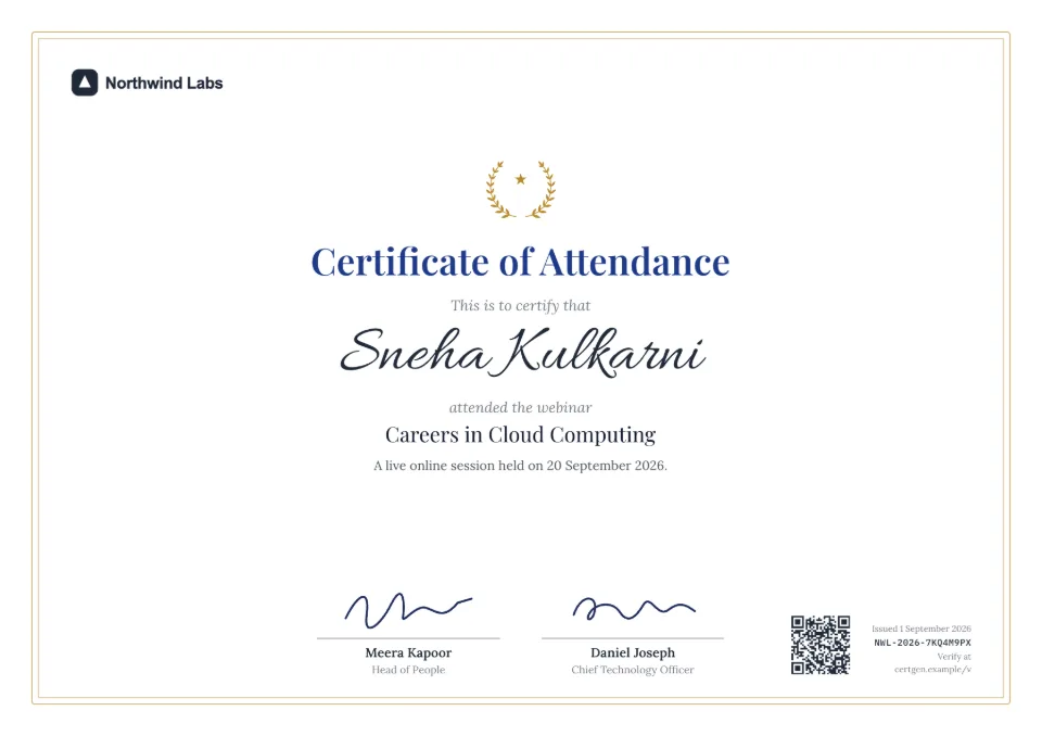 Webinar Certificate template – Crest design