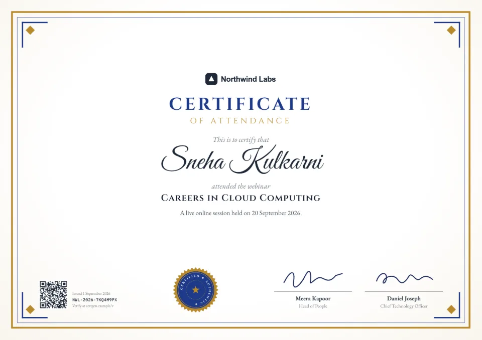 Webinar Certificate template – Regal design