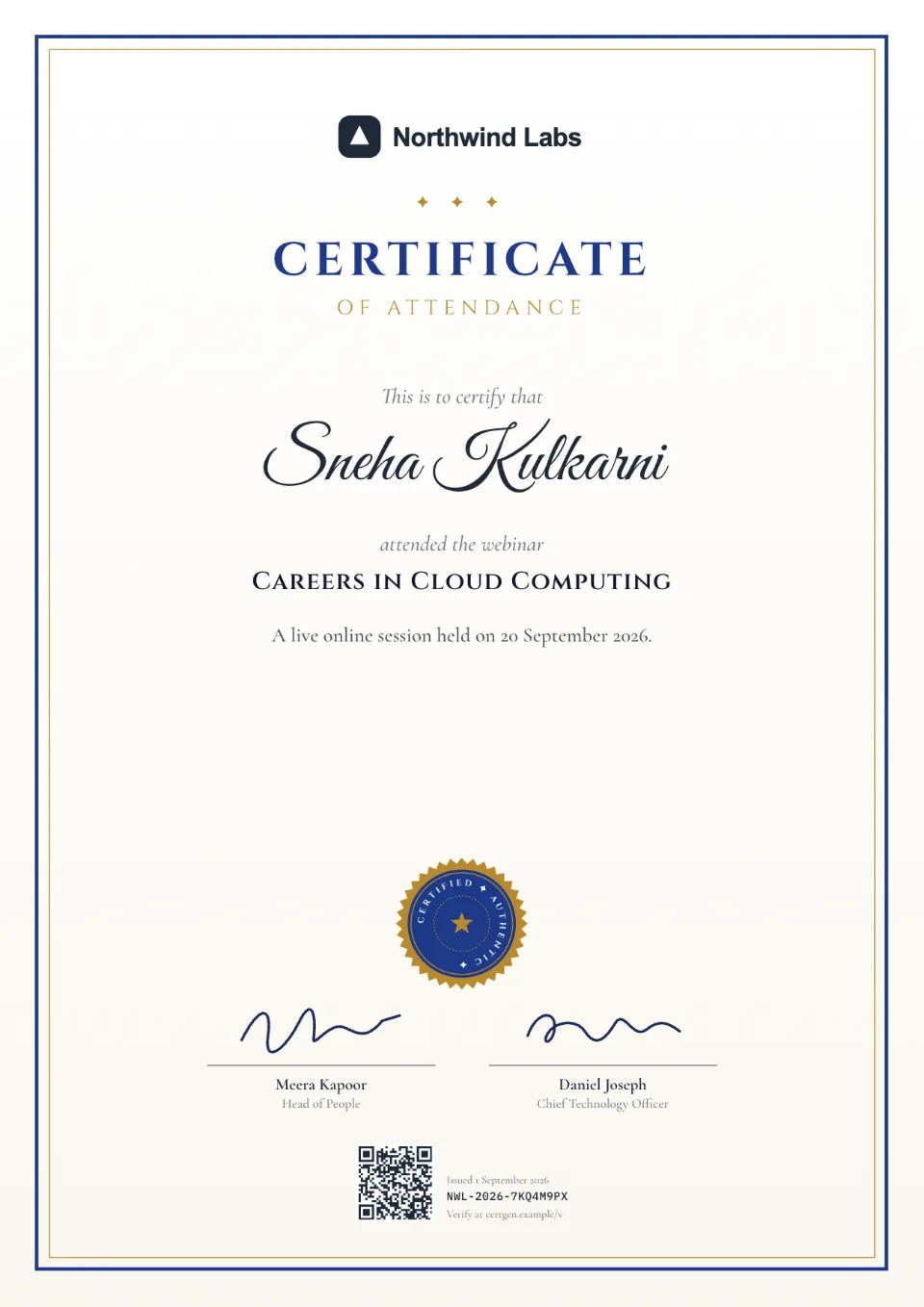 Webinar Certificate template – Scroll design