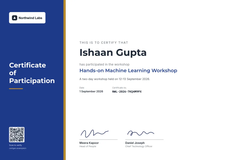 Workshop Certificate template – Horizon design