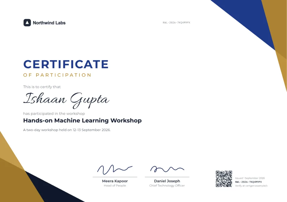Workshop Certificate template – Prism design